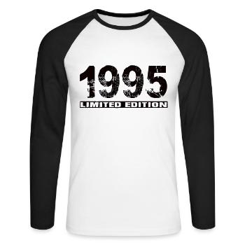 Édition limitée 1995 - T-shirt baseball manches longues Homme - blanc/noir - Devant - Nik (191cm)