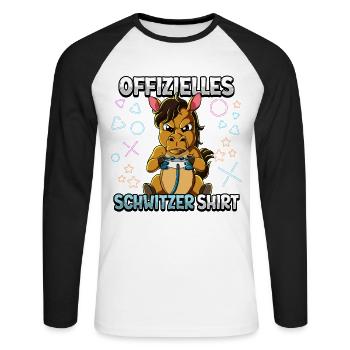 Offizielles Schwitzer Zocken Gamer Ego Shooter - Unisex Baseballshirt langarm - Weiß/Schwarz - Vorne - Nik (191cm)