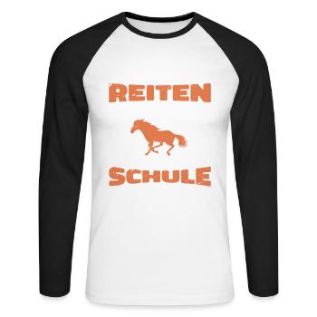 Zum Reiter geboren zur Schule gezwungen - Unisex Baseballshirt langarm - Weiß/Schwarz - Vorne - Nik (191cm)