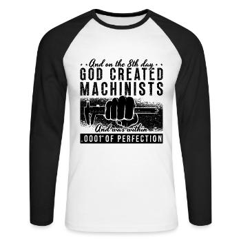 et le 8e jour, machinistes - T-shirt baseball manches longues Homme - blanc/noir - Devant - Nik (191cm)