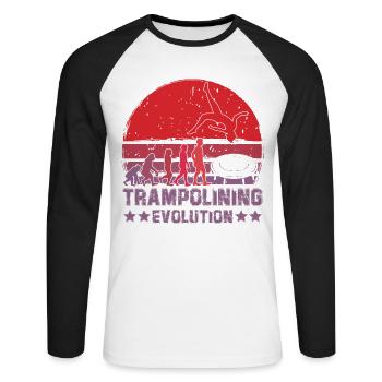 Evolution des Trampolinspringens - Unisex Baseballshirt langarm - Weiß/Schwarz - Vorne - Nik (191cm)