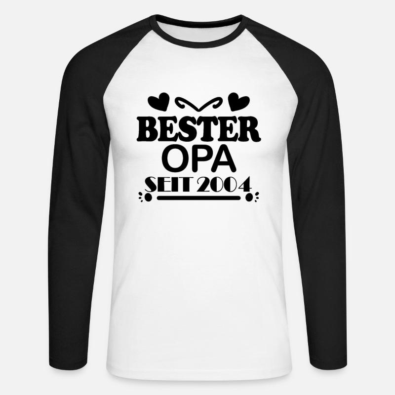 Bester Opa seit 2004 - Unisex Baseballshirt langarm - Weiß/Schwarz