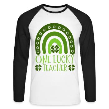 Un professeur heureux Pédagogue scolaire St. - T-shirt baseball manches longues Homme - blanc/noir - Devant - Nik (191cm)