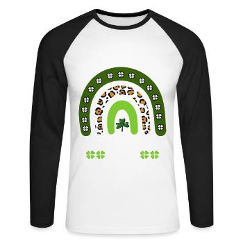 Happy St. Patrick's Day Vibes Clover - Unisex Long Sleeve Baseball T-Shirt - white/black - Front - Nik (191cm)