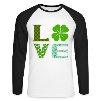 Love Clover Lucky St. Patrick’s Day Vibes - T-shirt baseball manches longues Homme - blanc/noir - Devant - Nik (191cm)