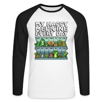 Medizin Für Das Glück Reptil Wildlife Tierretter - Unisex Baseballshirt langarm - Weiß/Schwarz - Vorne - Nik (191cm)