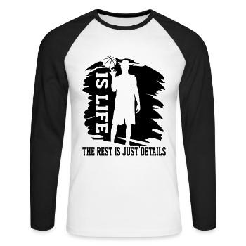 Basketball Life Rest Just Detail Basketball Lover - T-shirt baseball manches longues Homme - blanc/noir - Devant - Nik (191cm)