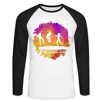 Trampolin - Unisex Baseballshirt langarm - Weiß/Schwarz - Vorne - Nik (191cm)
