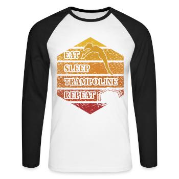 Eat Sleep Trampoline Répéter - T-shirt baseball manches longues Homme - blanc/noir - Devant - Nik (191cm)