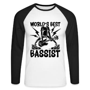 Les meilleurs bassistes du monde Bassiste Bassiste - T-shirt baseball manches longues Homme - blanc/noir - Devant - Nik (191cm)
