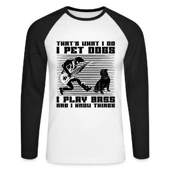 C’est ce que je fais Rétro Bassiste Bassiste - T-shirt baseball manches longues Homme - blanc/noir - Devant - Nik (191cm)