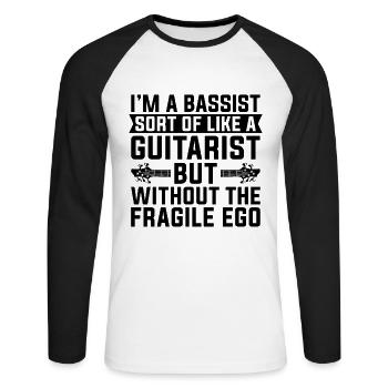 I'm A Bassist Sort Like A Guitarist Bass Player - Unisex Long Sleeve Baseball T-Shirt - white/black - Front - Nik (191cm)