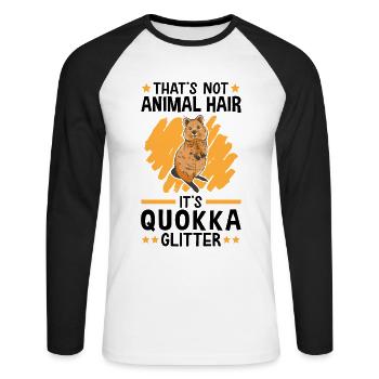 This is Quokka Glitter Australian Marsupial - Unisex Long Sleeve Baseball T-Shirt - white/black - Front - Nik (191cm)