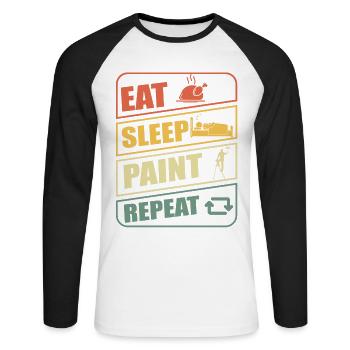 Peintre et vernisseur, le métier le meilleur et le plus ennuyeux - T-shirt baseball manches longues Homme - blanc/noir - Devant - Nik (191cm)