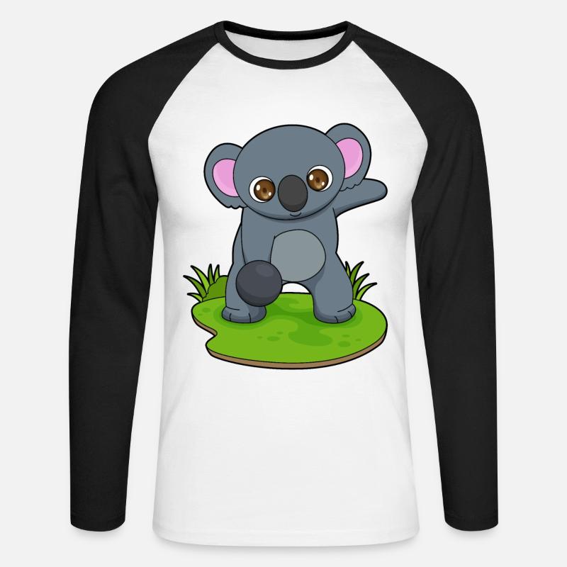 Koala Bowling Bowlingkugel - Unisex Baseballshirt langarm - Weiß/Schwarz