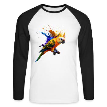 Parrot - Color explosion - Unisex Long Sleeve Baseball T-Shirt - white/black - Front - Nik (191cm)