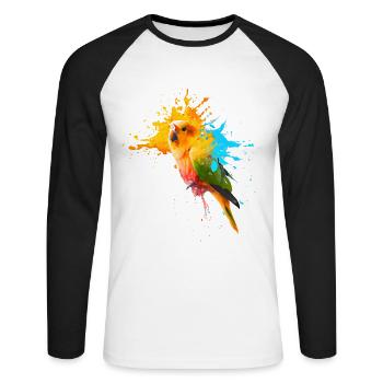 Parrot - Color explosion - Unisex Long Sleeve Baseball T-Shirt - white/black - Front - Nik (191cm)