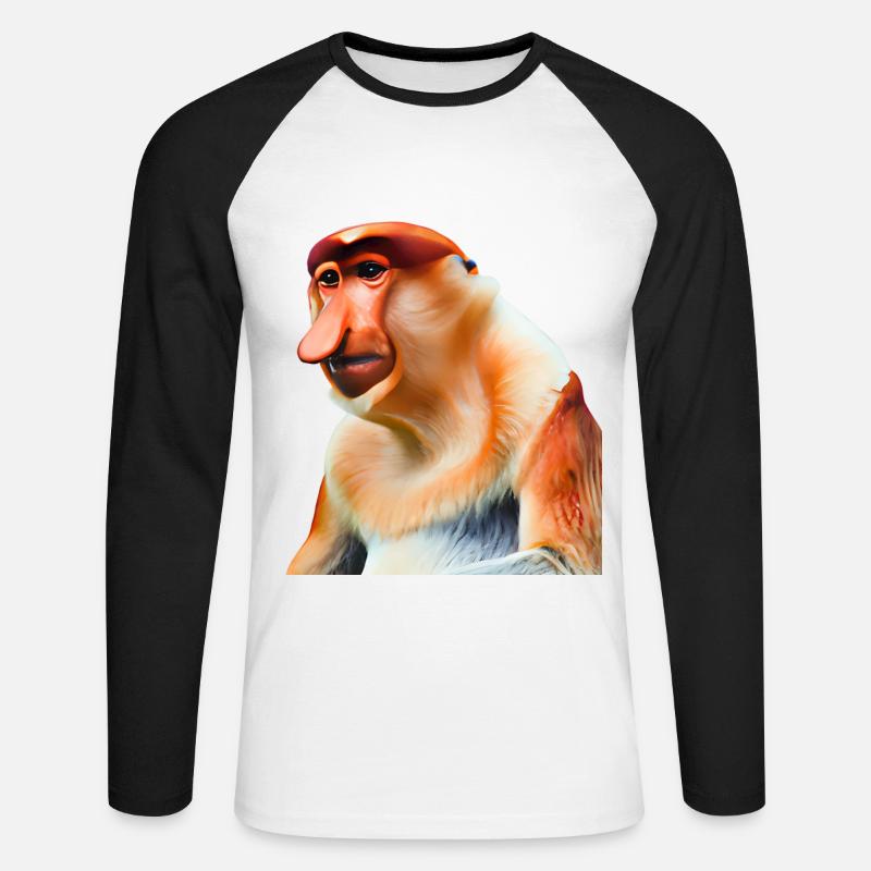 The exotic proboscis monkey - Unisex Long Sleeve Baseball T-Shirt - white/black