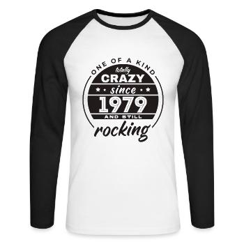 Unique en son genre totalement fou depuis 1979 Rocking - T-shirt baseball manches longues Homme - blanc/noir - Devant - Nik (191cm)
