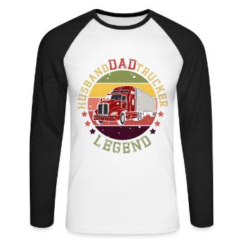 MARI PAPA CAMIONNEUR LÉGENDE - T-shirt baseball manches longues Homme - blanc/noir - Devant - Nik (191cm)