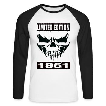 Édition limitée 1951 - T-shirt baseball manches longues Homme - blanc/noir - Devant - Nik (191cm)