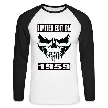 Édition limitée 1959 - T-shirt baseball manches longues Homme - blanc/noir - Devant - Nik (191cm)