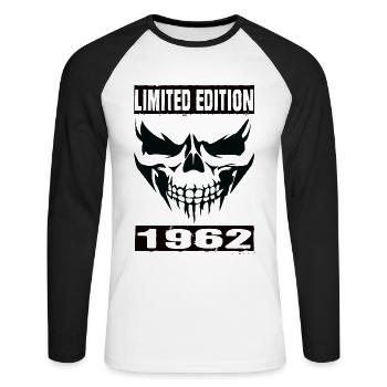 Édition limitée 1962 - T-shirt baseball manches longues Homme - blanc/noir - Devant - Nik (191cm)