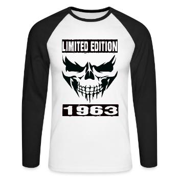 Édition limitée 1963 - T-shirt baseball manches longues Homme - blanc/noir - Devant - Nik (191cm)
