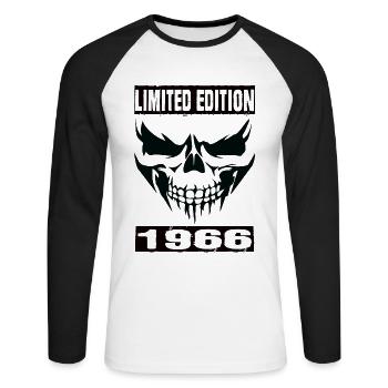 Édition limitée 1966 - T-shirt baseball manches longues Homme - blanc/noir - Devant - Nik (191cm)