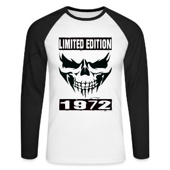 Édition limitée 1972 - T-shirt baseball manches longues Homme - blanc/noir - Devant - Nik (191cm)