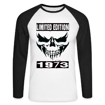 Édition limitée 1973 - T-shirt baseball manches longues Homme - blanc/noir - Devant - Nik (191cm)