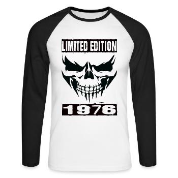 Édition limitée 1976 - T-shirt baseball manches longues Homme - blanc/noir - Devant - Nik (191cm)