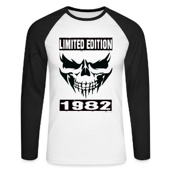 Édition limitée 1982 - T-shirt baseball manches longues Homme - blanc/noir - Devant - Nik (191cm)
