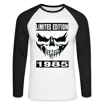 Édition limitée 1985 - T-shirt baseball manches longues Homme - blanc/noir - Devant - Nik (191cm)