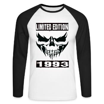 Limited Edition 1993 - Unisex Long Sleeve Baseball T-Shirt - white/black - Front - Nik (191cm)