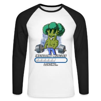 Brokkoli Muskeln Aufbauen Bodybuilding Fitness Gym - Unisex Baseballshirt langarm - Weiß/Schwarz - Vorne - Nik (191cm)