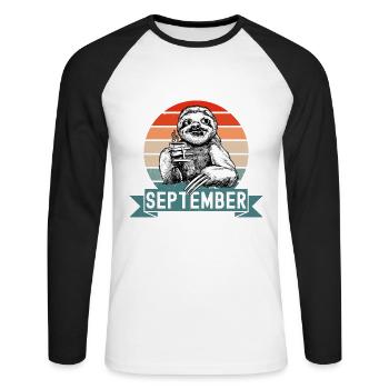 Legends Were Born In September 2014 Faultier Sloth - Unisex Long Sleeve Baseball T-Shirt - white/black - Front - Nik (191cm)