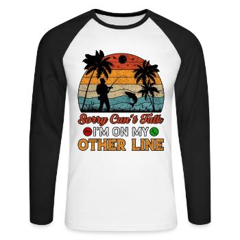 Désolé de ne pas pouvoir parler, je suis sur mon autre pêche à la ligne - T-shirt baseball manches longues Homme - blanc/noir - Devant - Nik (191cm)