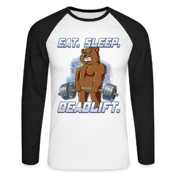 Bär Bodybuilding Fitness Gym Deadlift - Unisex Baseballshirt langarm - Weiß/Schwarz - Vorne - Nik (191cm)