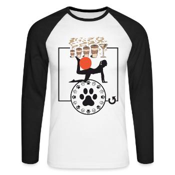 Coffee Pilates Dogs Repeat Funny Pilates - Unisex Long Sleeve Baseball T-Shirt - white/black - Front - Nik (191cm)