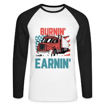 If Diesel Ain't Burnin I Ain't Earnin - Unisex Baseballshirt langarm - Weiß/Schwarz - Vorne - Nik (191cm)