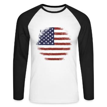 Home Of Free Because The Brave America - Unisex Baseballshirt langarm - Weiß/Schwarz - Vorne - Nik (191cm)