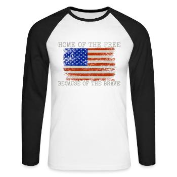 Home Of Free Because The Brave America - T-shirt baseball manches longues Homme - blanc/noir - Devant - Nik (191cm)