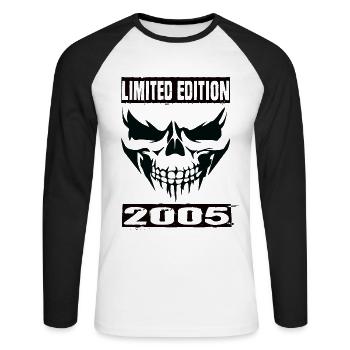 Limited Edition 2005 - Unisex Long Sleeve Baseball T-Shirt - white/black - Front - Nik (191cm)