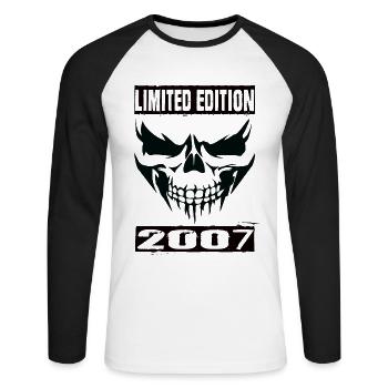 Limited Edition 2007 - Unisex Baseballshirt langarm - Weiß/Schwarz - Vorne - Nik (191cm)