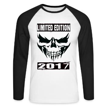 Édition Limitée 2017 - T-shirt baseball manches longues Homme - blanc/noir - Devant - Nik (191cm)
