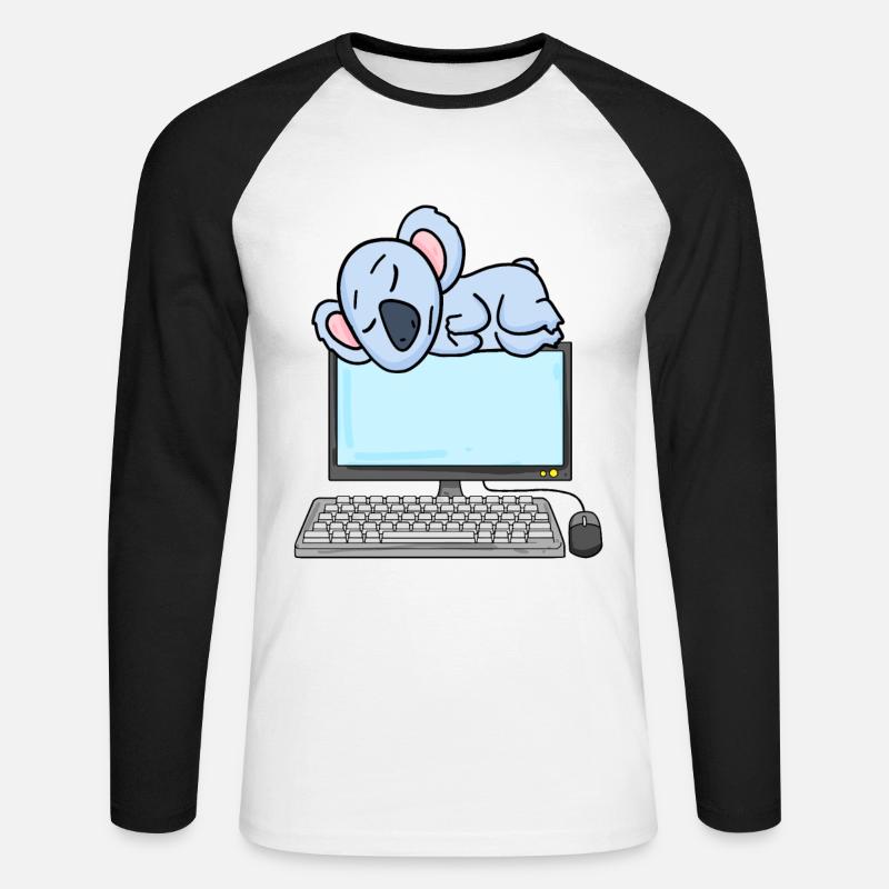 Koala Computer Nerd Programmierer Geschenk - Unisex Baseballshirt langarm - Weiß/Schwarz