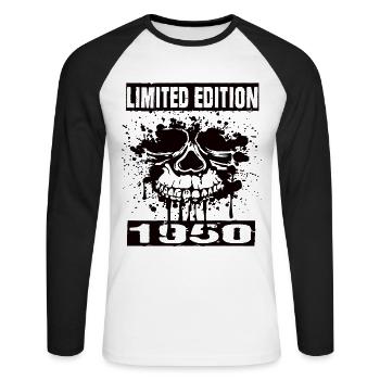 Édition limitée 1950 - T-shirt baseball manches longues Homme - blanc/noir - Devant - Nik (191cm)