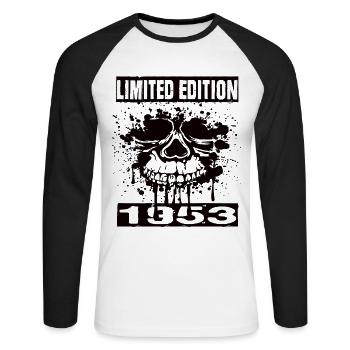 Édition limitée 1953 - T-shirt baseball manches longues Homme - blanc/noir - Devant - Nik (191cm)