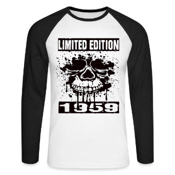 Édition limitée 1959 - T-shirt baseball manches longues Homme - blanc/noir - Devant - Nik (191cm)